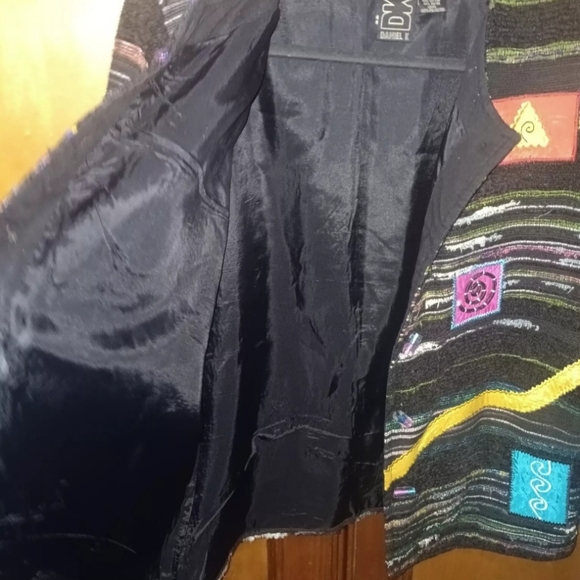 VTG Daniel K New York Women's M Blazer Jacket Aztec Neon Glass Button  Embroid - Picture 9 of 13